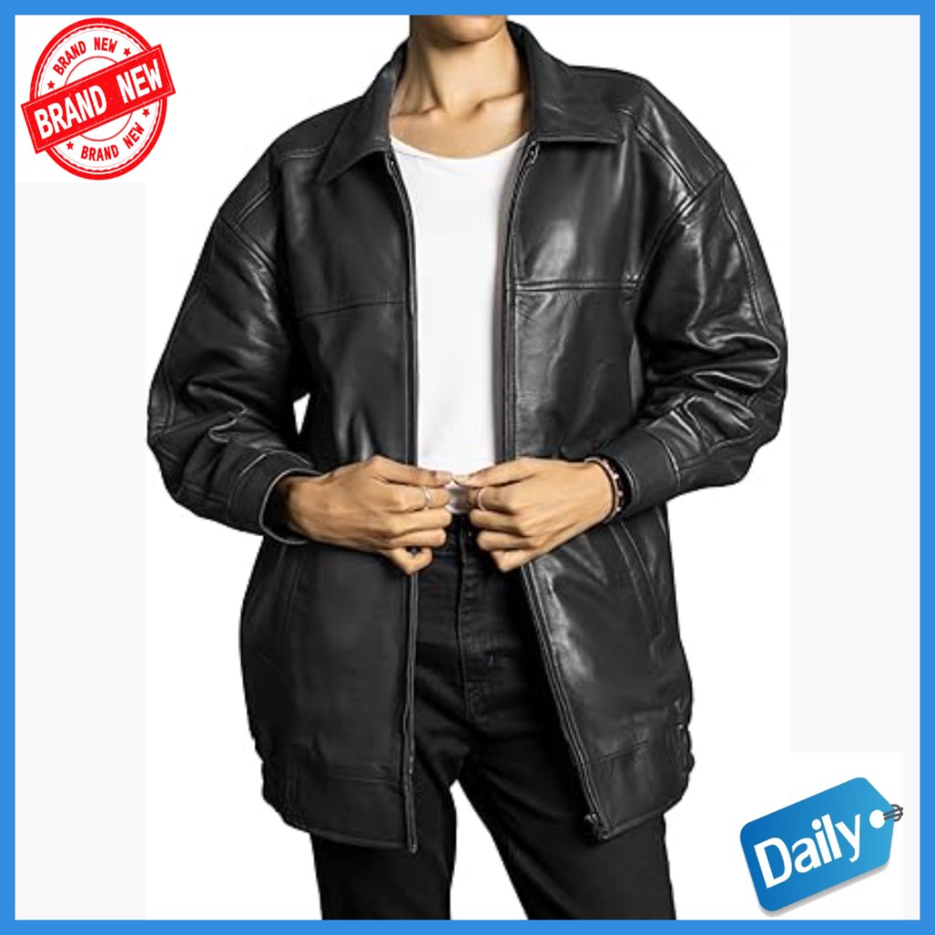 Oversized Lambskin Leather Jacket Women's Plus Size Fall Spring Outerwear